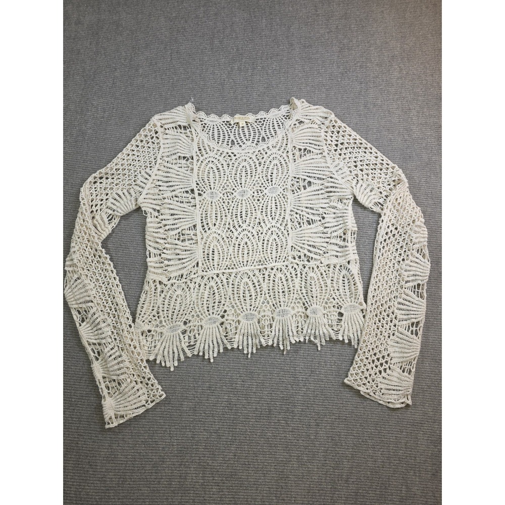 Rebellion Again Women' Sz M BOHO Crochet Lace Ivory Cottagecore Beach